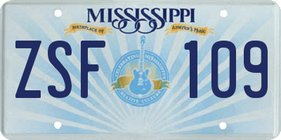 MS license plate ZSF109