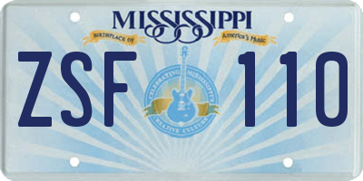 MS license plate ZSF110