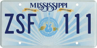MS license plate ZSF111