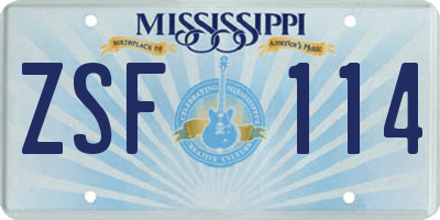 MS license plate ZSF114