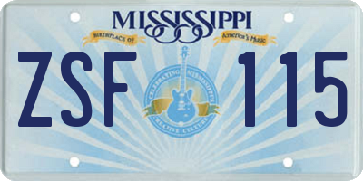 MS license plate ZSF115