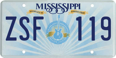 MS license plate ZSF119