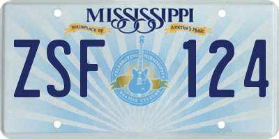 MS license plate ZSF124