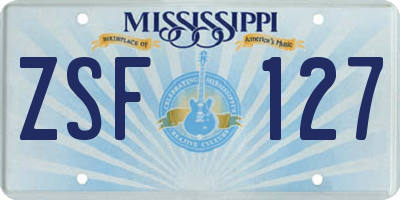 MS license plate ZSF127