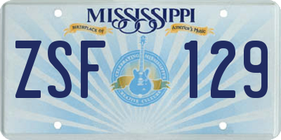 MS license plate ZSF129