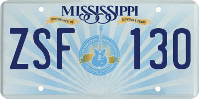 MS license plate ZSF130