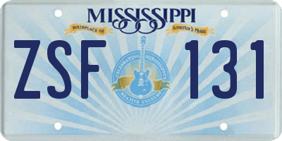 MS license plate ZSF131
