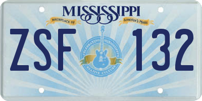 MS license plate ZSF132