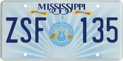 MS license plate ZSF135