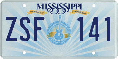 MS license plate ZSF141