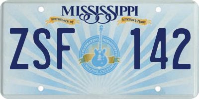 MS license plate ZSF142