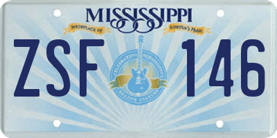 MS license plate ZSF146