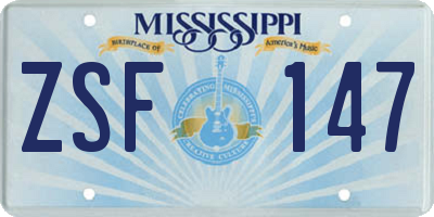 MS license plate ZSF147