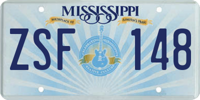 MS license plate ZSF148