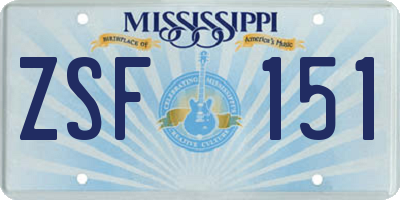 MS license plate ZSF151