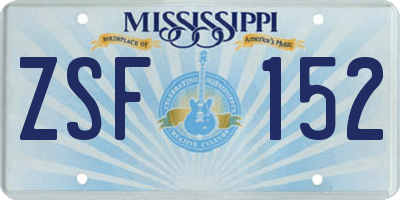 MS license plate ZSF152