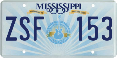 MS license plate ZSF153