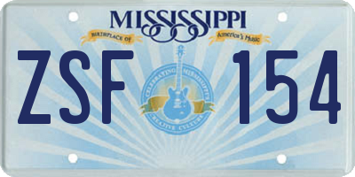 MS license plate ZSF154