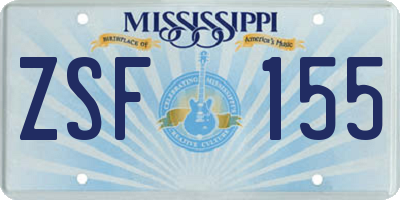 MS license plate ZSF155