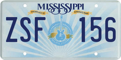 MS license plate ZSF156