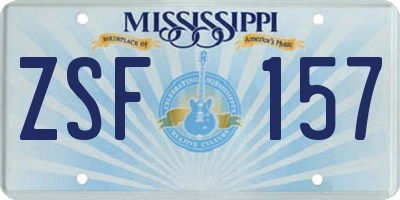 MS license plate ZSF157