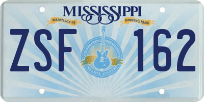 MS license plate ZSF162