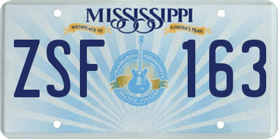 MS license plate ZSF163