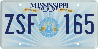 MS license plate ZSF165