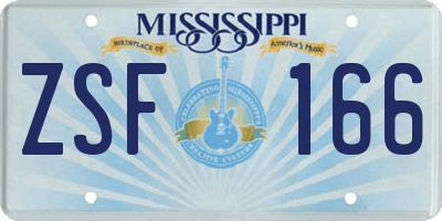 MS license plate ZSF166