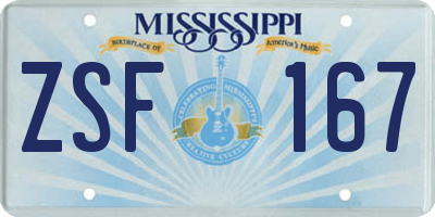 MS license plate ZSF167