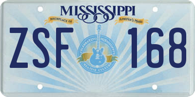 MS license plate ZSF168