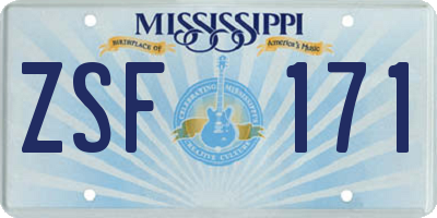 MS license plate ZSF171