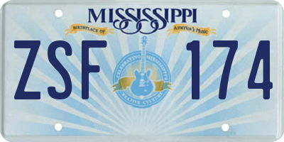 MS license plate ZSF174