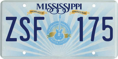 MS license plate ZSF175