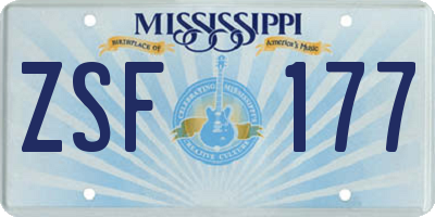 MS license plate ZSF177