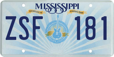 MS license plate ZSF181