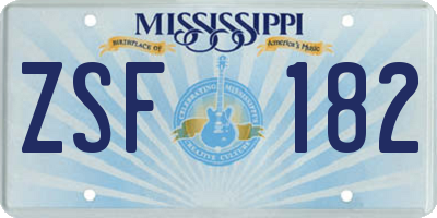 MS license plate ZSF182