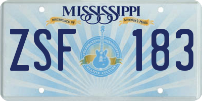 MS license plate ZSF183