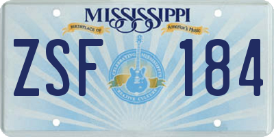 MS license plate ZSF184