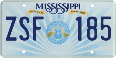 MS license plate ZSF185