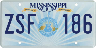 MS license plate ZSF186