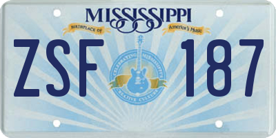 MS license plate ZSF187