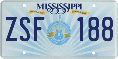 MS license plate ZSF188