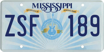 MS license plate ZSF189
