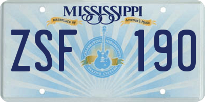 MS license plate ZSF190