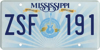 MS license plate ZSF191