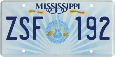 MS license plate ZSF192