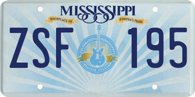 MS license plate ZSF195