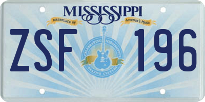MS license plate ZSF196