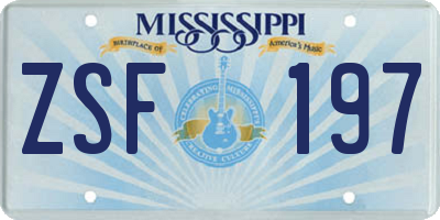 MS license plate ZSF197